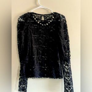 Zara Women's Small Black Lace Long Sleeves Top